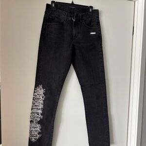 Authentic Off-White Black Jeans with White Detailing in size 28